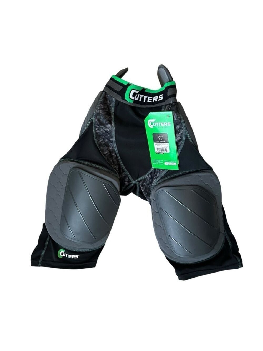 Cutters Rev Impact 5 Pad Football Shorts With Hard Cap Men’s X-Large Black/Camo